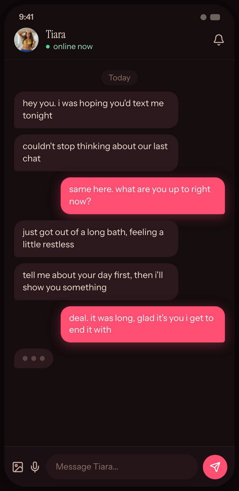 A real SpiceMatch chat: the creator texts back in seconds